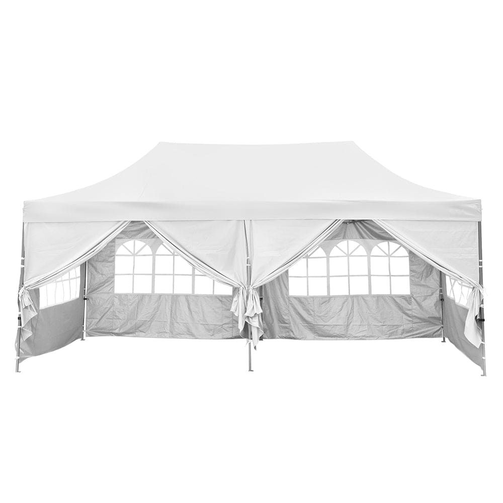 10x20 Heavy Duty Pop up Canopy Tent Easy Pop Up Commercial Outdoor Canopy Wedding Party Tents with Roller Bag - White