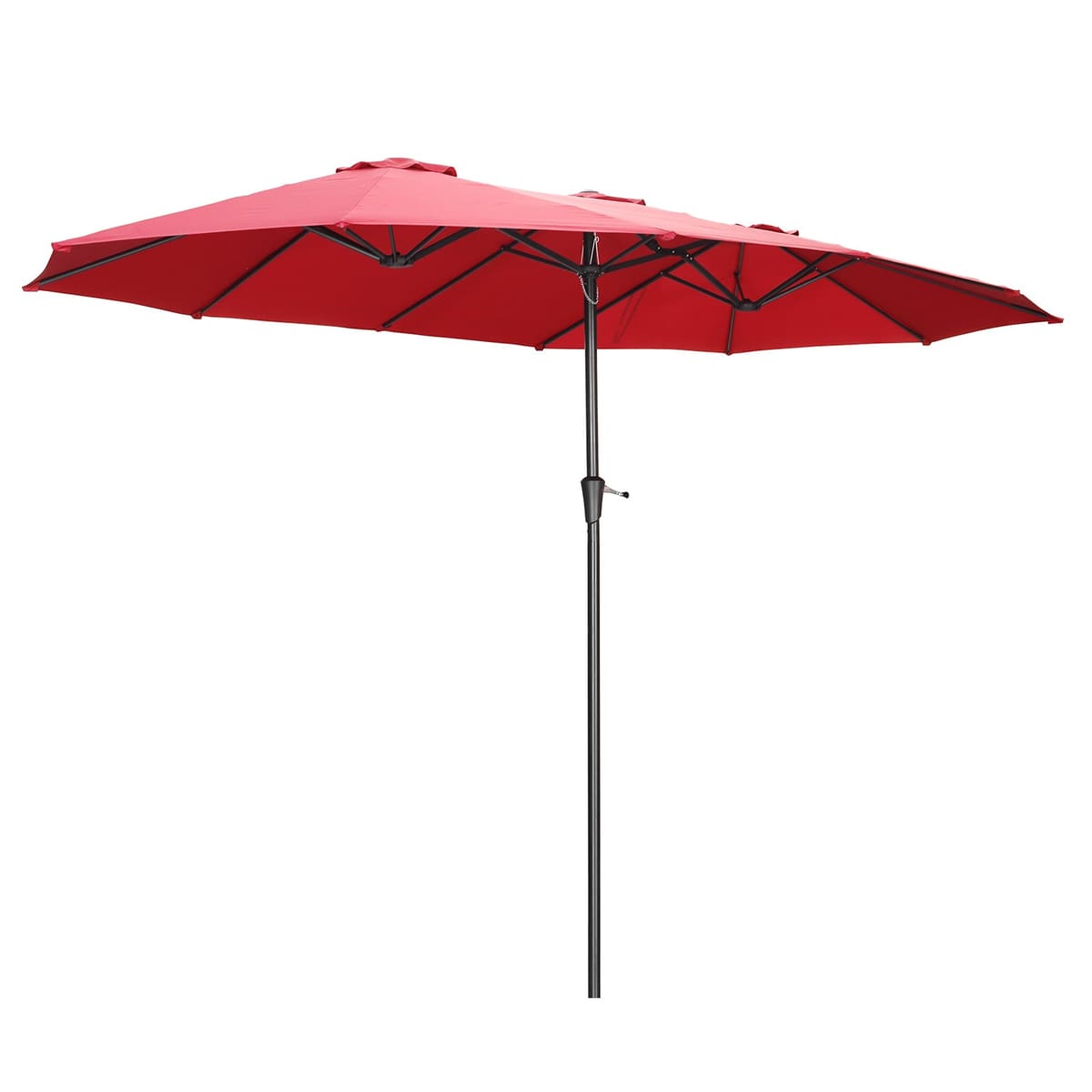 15Ft Double-Sided Patio Umbrella Outdoor Market Umbrella with Crank/Without Base - Red