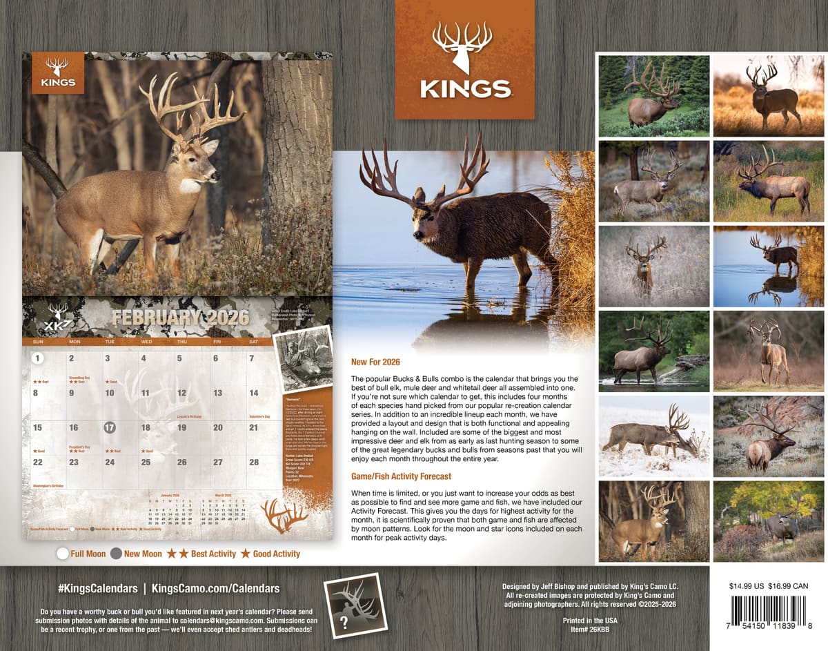 2026 Kings Bucks & Bulls Calendar TWIN PACK