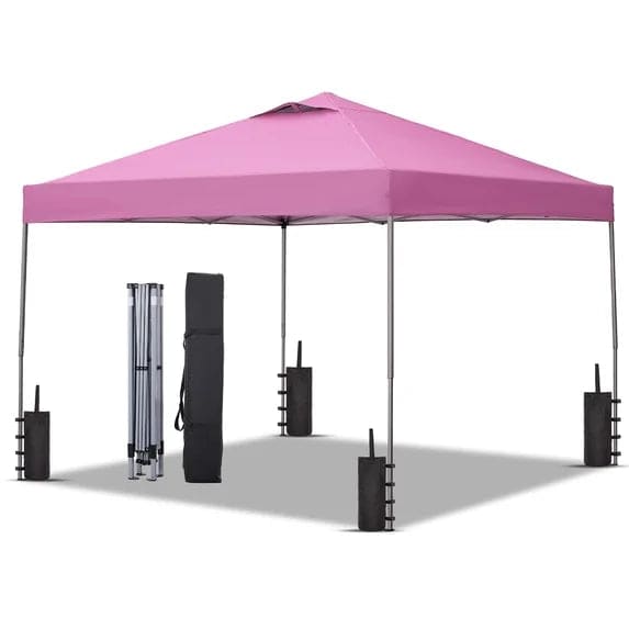 Ainfox 10 x 10 ft Pop-Up Canopy Patio Canopy With 4 Sand bags For Patio,Garden,Party - Pink