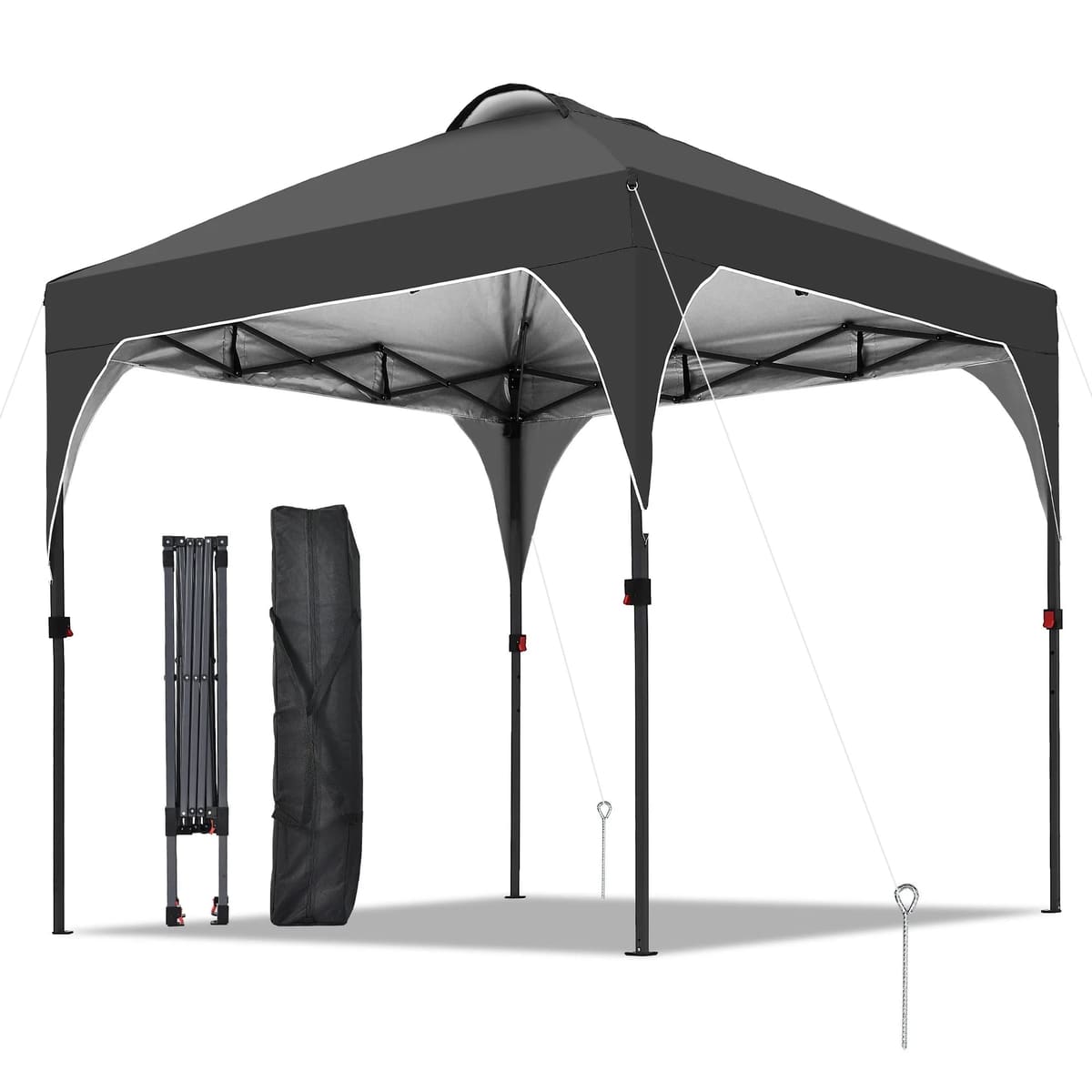 Ainfox 10'x10' Pop Up Canopy Tent, Easy-Setup Gazebo, Outdoor Canopy with 3 Adjustable Heights for Events, Parties, Camping - Black