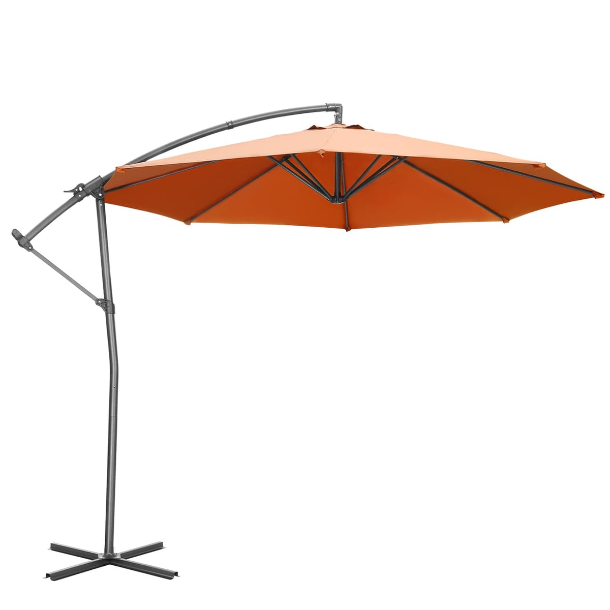 Ainfox 10FT Patio Offset Umbrella with 360 Degree Rotation and Cross Base for Garden Outdoor Swimming Pool & Large Market - Orange