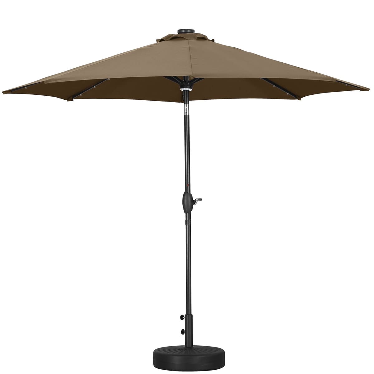 Ainfox 10Ft Solar Powered 40 LED Lighted Aluminum Patio Table Market Umbrella - Coffee