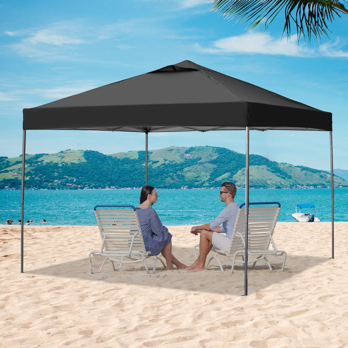 Ainfox 10ft X10ft Ventilated Top Patio Canopy For Outdoor - Black