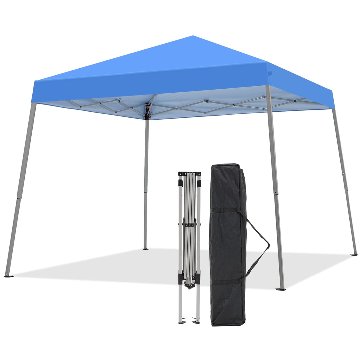 Ainfox 10x10 Pop Up Canopy Tent, Easy Set up Outdoor Silver Coated Beach Gazebos for Pool, Events, Parties, and Camping - Blue