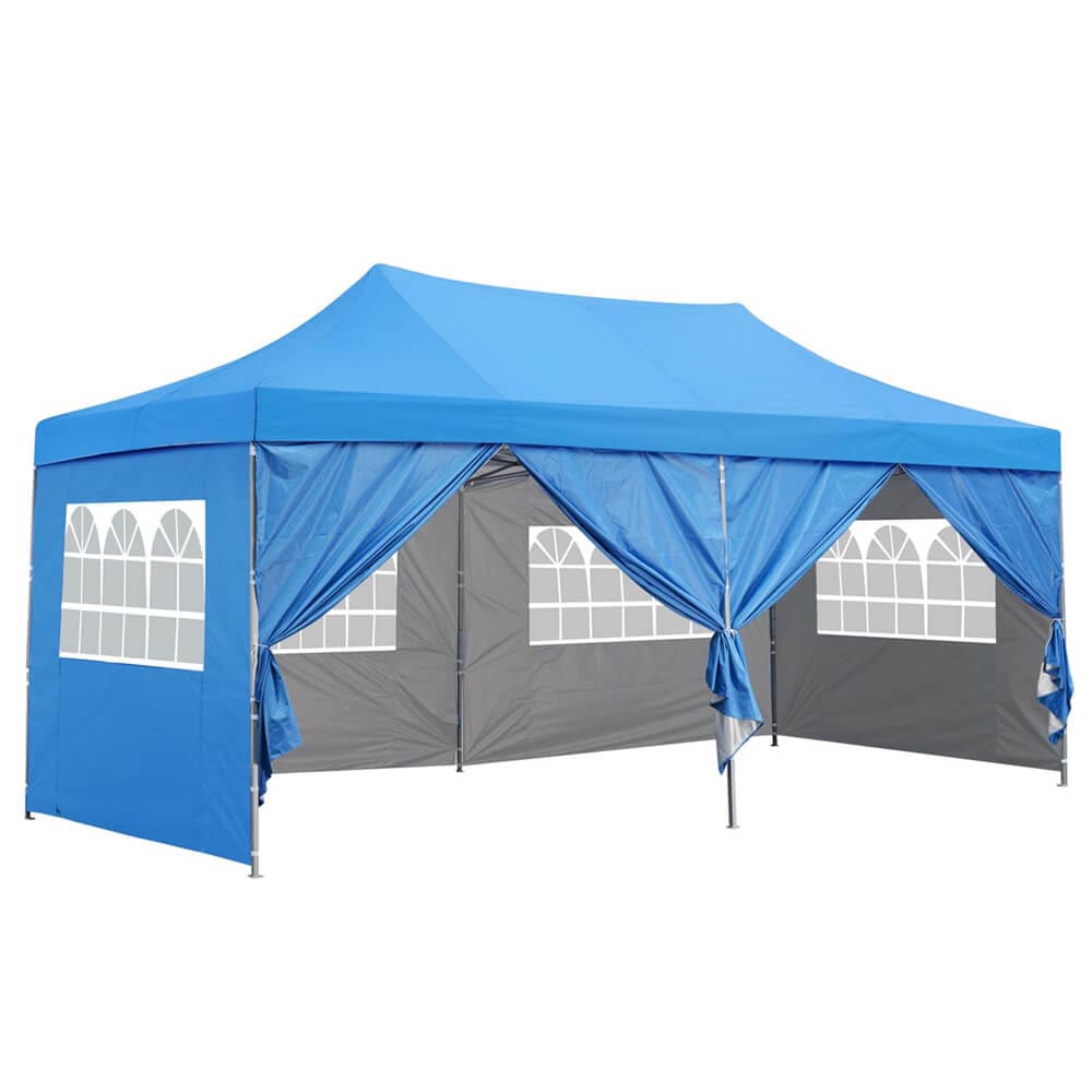 Ainfox 10x20Ft Pop up Canopy Tent, Party Heavy Duty Instant Gazebo with 4 Removable Sidewalls,4 Transparent Windows and 2 Zipper Doors - Blue