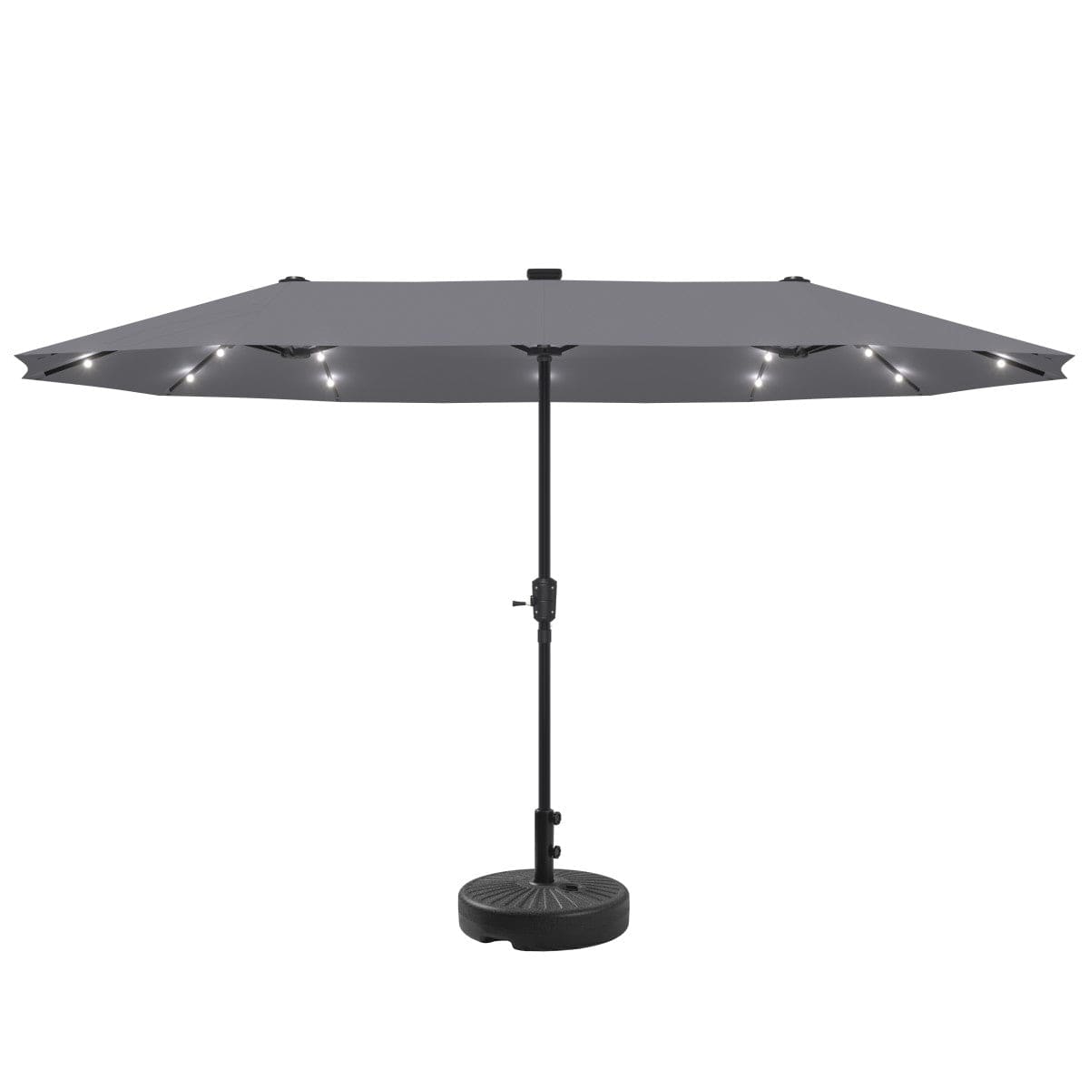 Ainfox 13ft Large Patio Umbrella with Solar Lights, Market Heavy Duty Umbrellas with Base - Gray