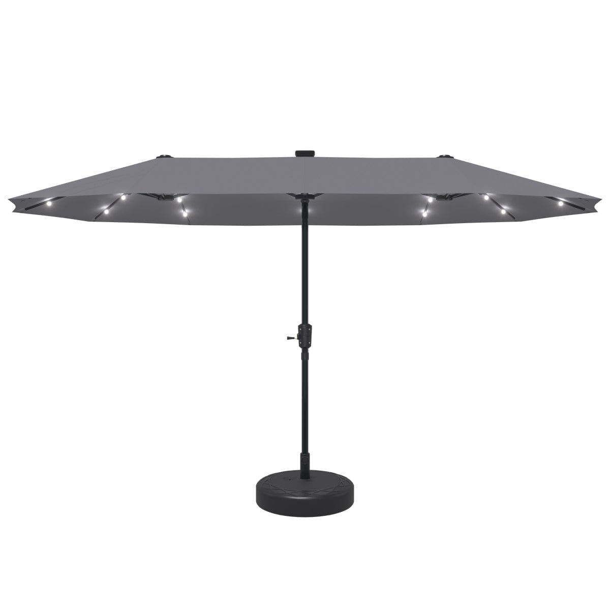 Ainfox 13ft Outdoor Patio Umbrella with Lights and Decorative Pattern Umbrella Base - Gray