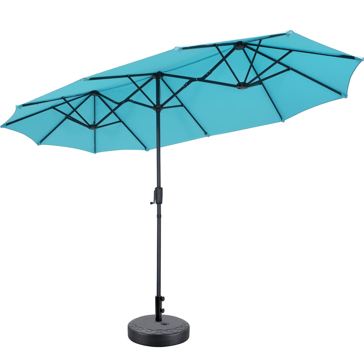 Ainfox 13ft Patio Umbrella Outdoor Two Layers With Umbrella Base - Lake blue