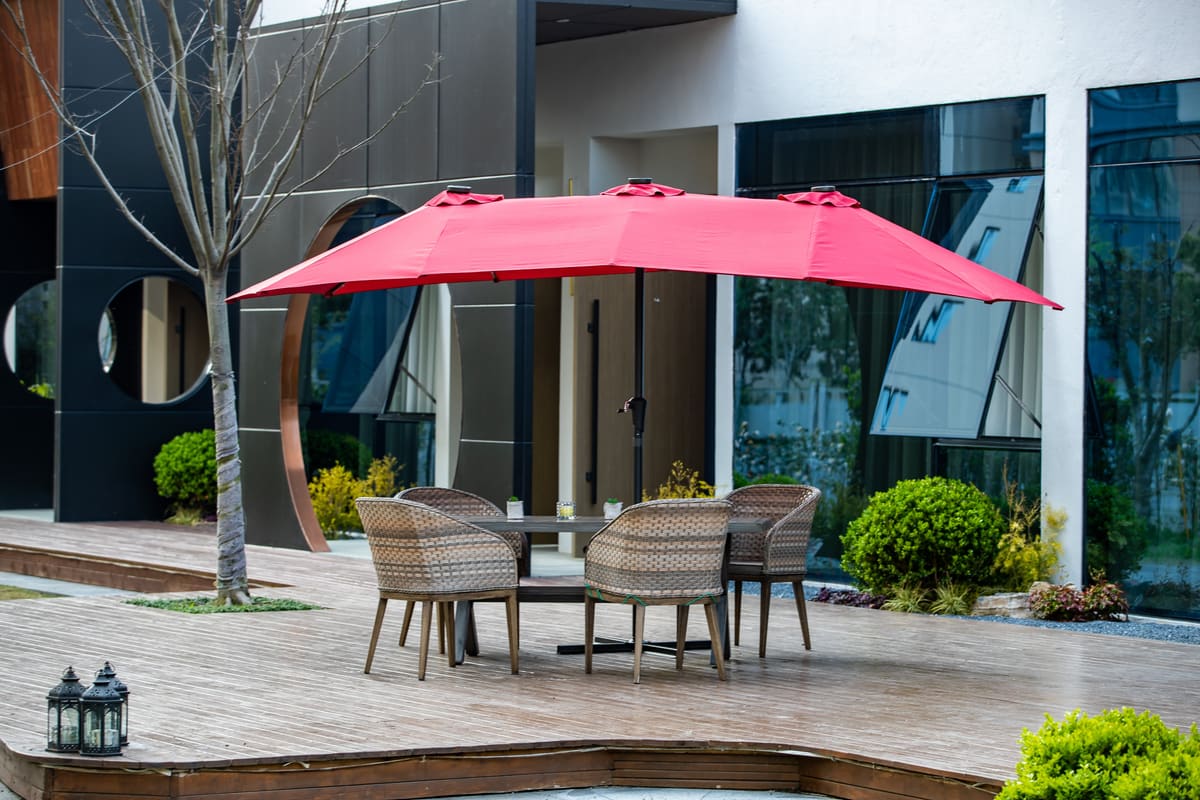 Ainfox 15ft Patio Umbrella For Pato Yard - Red