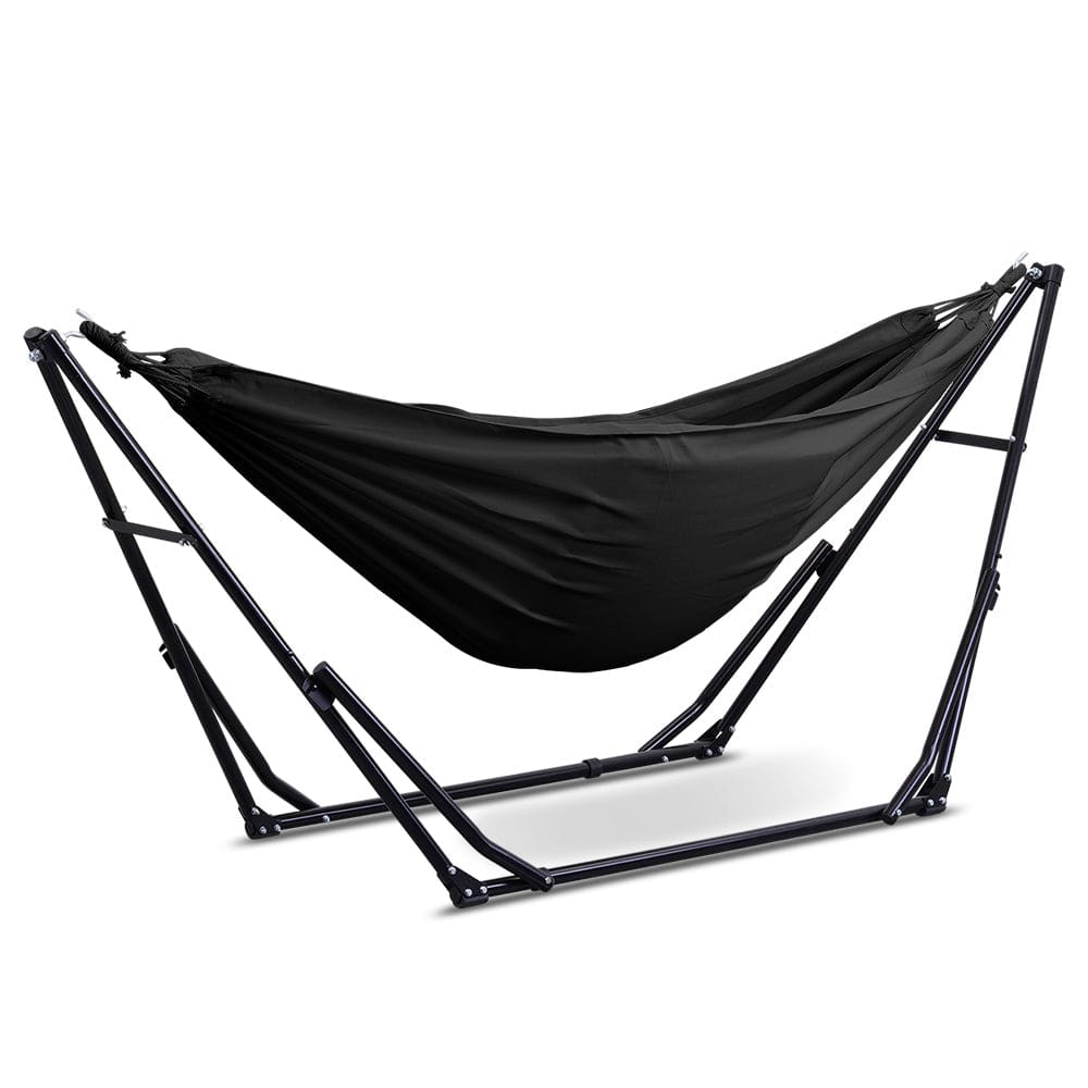 Ainfox 2 in 1 Portable Hammock Bed Camping Chair with Stand Included - Black