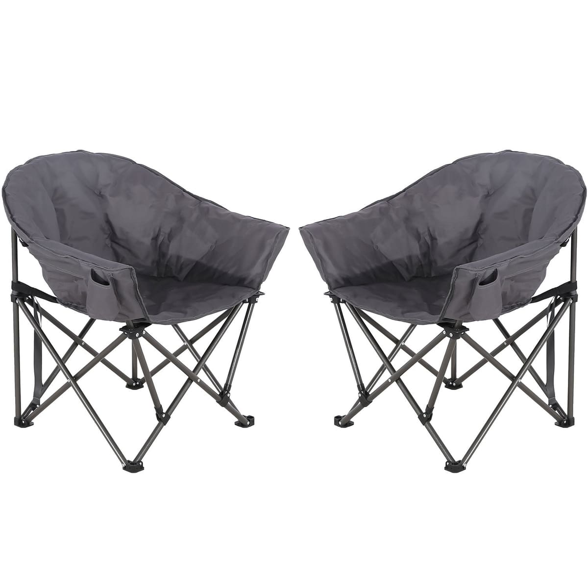 Ainfox 2PCS Oversized Camping Chair Folding Chair Camp Chair for Outdoor, Adults, Men and Women - Gray