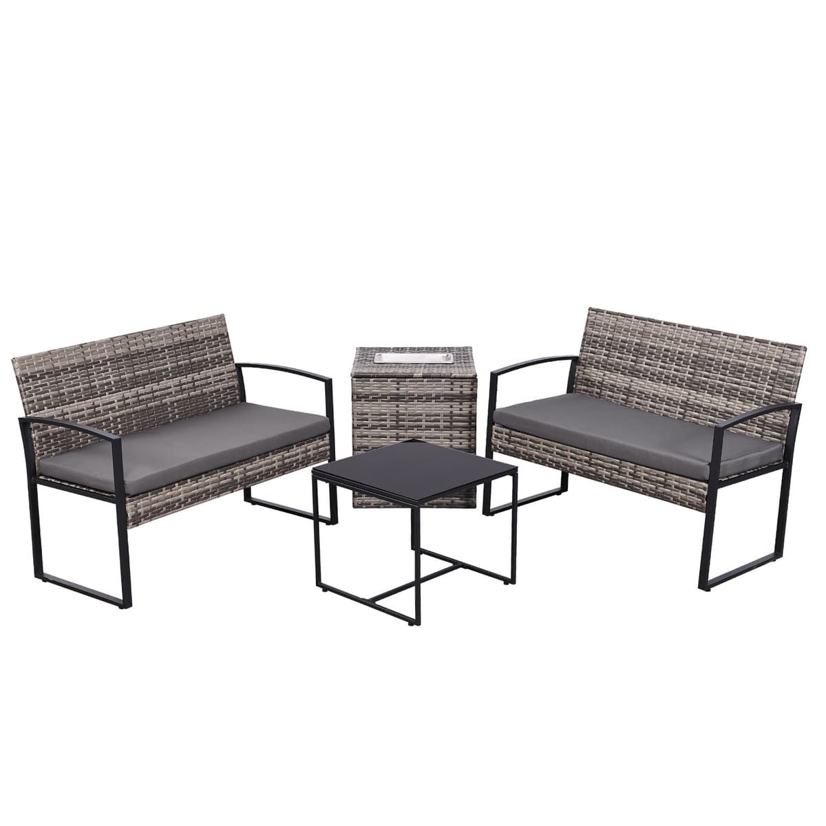 Ainfox 4 Pieces Outdoor Patio Furniture Sets Rattan Chair Wicker Set Outdoor Indoor Use Backyard Porch Garden Poolside Balcony Furniture - Gray