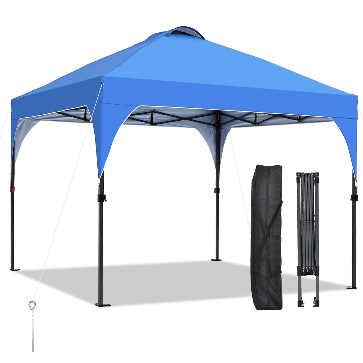 Ainfox 8'x8' Pop Up Canopy Tent, Easy-Setup Gazebo, Outdoor Canopy with 3 Adjustable Heights for Events, Parties, Camping, Blue - Blue