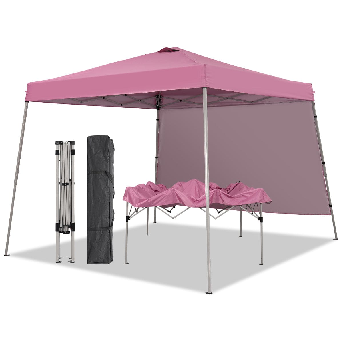 Ainfox 8ft x10ft Pop Up Canopy Tent, Portable Gazebo, Outdoor Canopy for Events With 1/2 SideWall - Pink