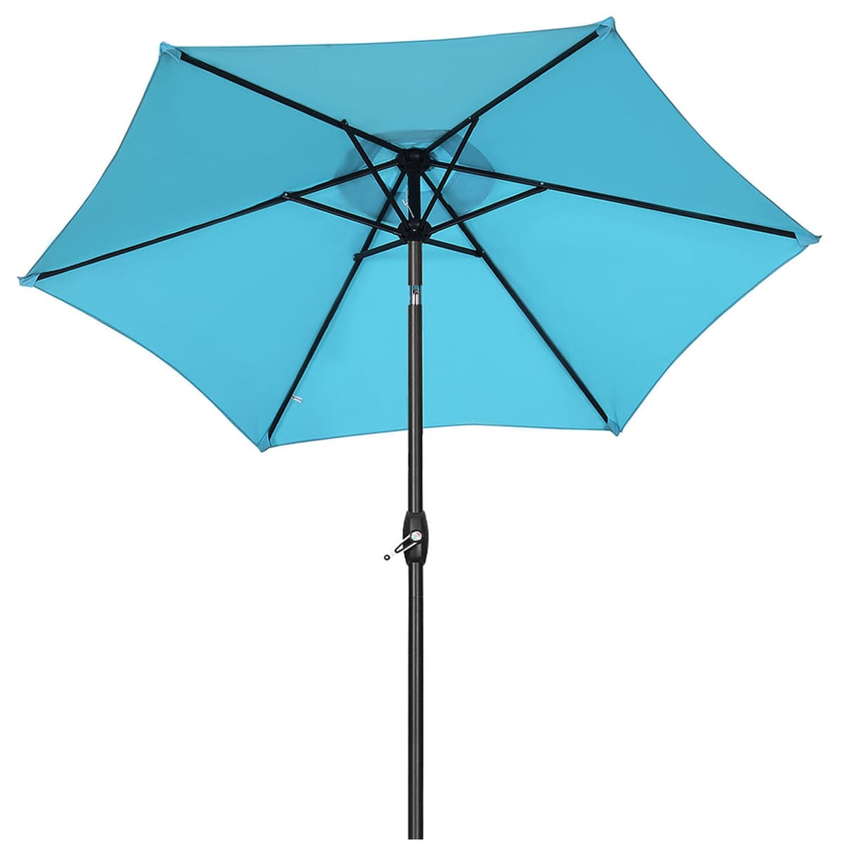 Ainfox 9ft Patio Umbrella with Push Button Tilt and Crank, Outdoor Sunshade Canopy, Waterproof and UV-Proof, Coffee - Blue