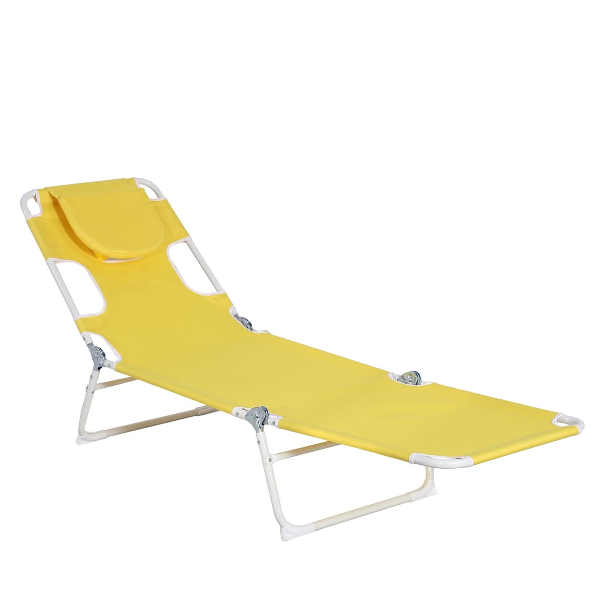 Ainfox Folding Chaise Lounge Chair, Patio Sun Tanning Lounger Reclining Back - Yellow