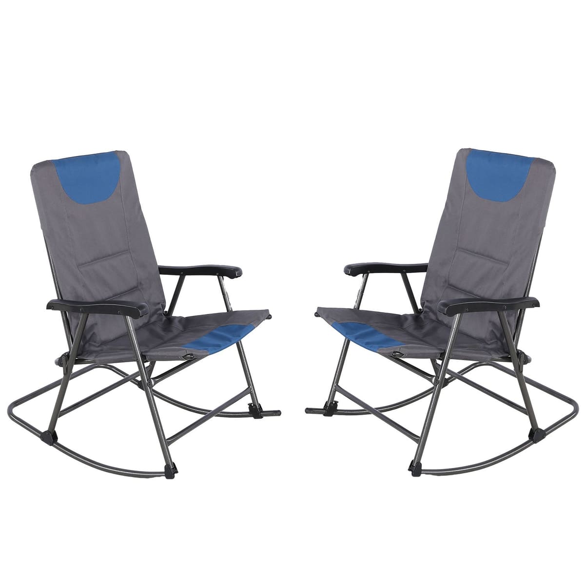 Ainfox Oversized Chair Folding Chair Rocking Chair Camping Chair Portable Chair Outdoor Chair Rocker Chair - Blue