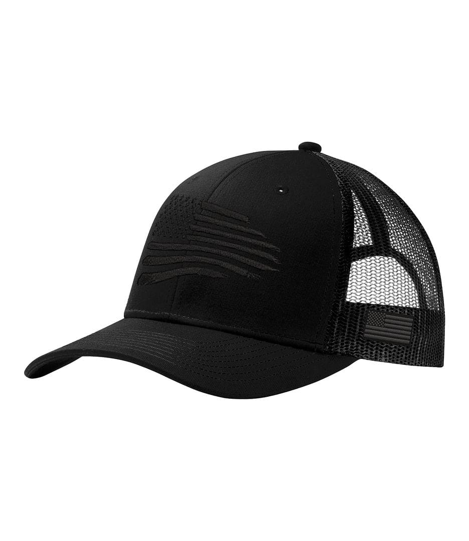 American Flag Blackout Trucker Hat