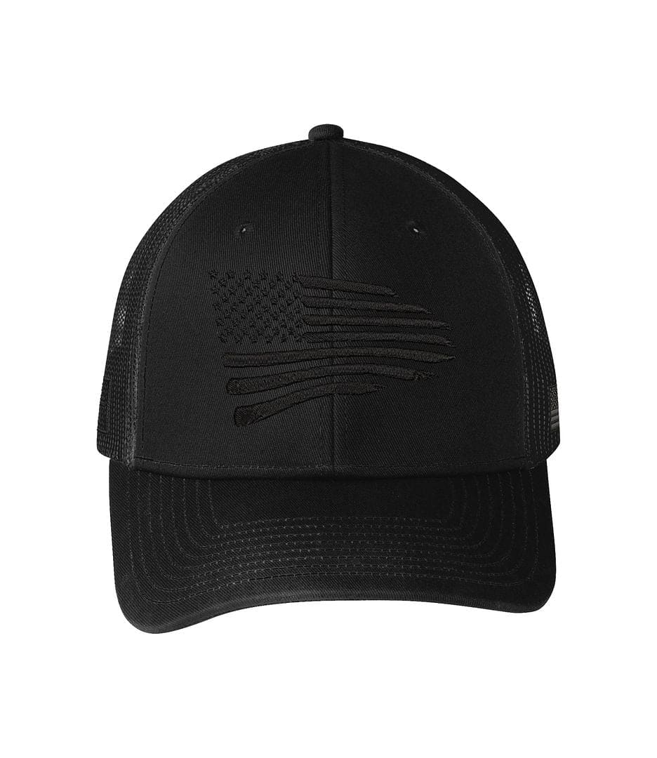 American Flag Blackout Trucker Hat