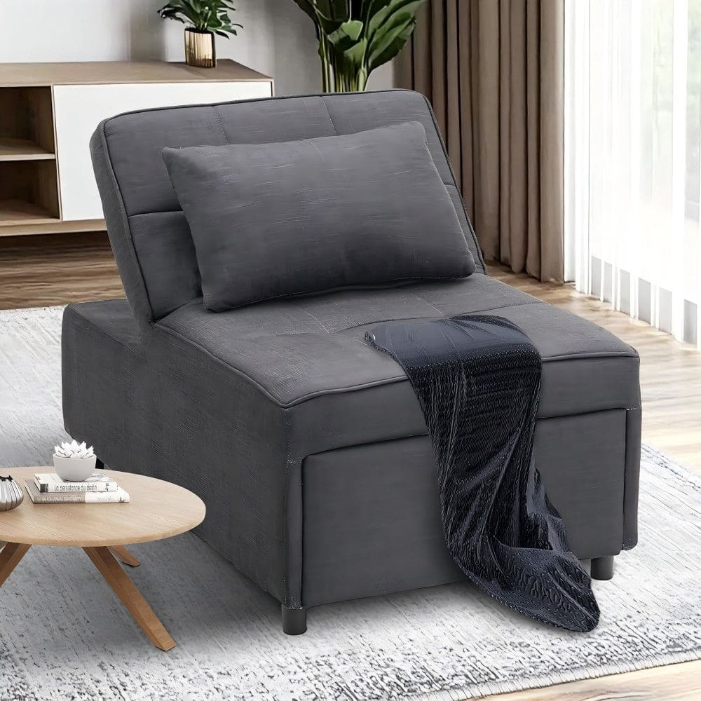 Anifox Recline Sofa Bed Sleeper Chair for Living Room, Small Apartments and Office - Gray