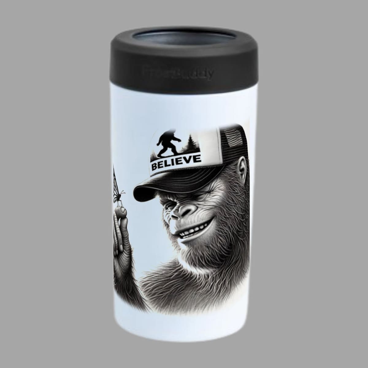 "BIGFOOT Believer - Butterfly Moment" - ASScoozie Design on FrostBuddy Universal Buddy | A Sweet Sip