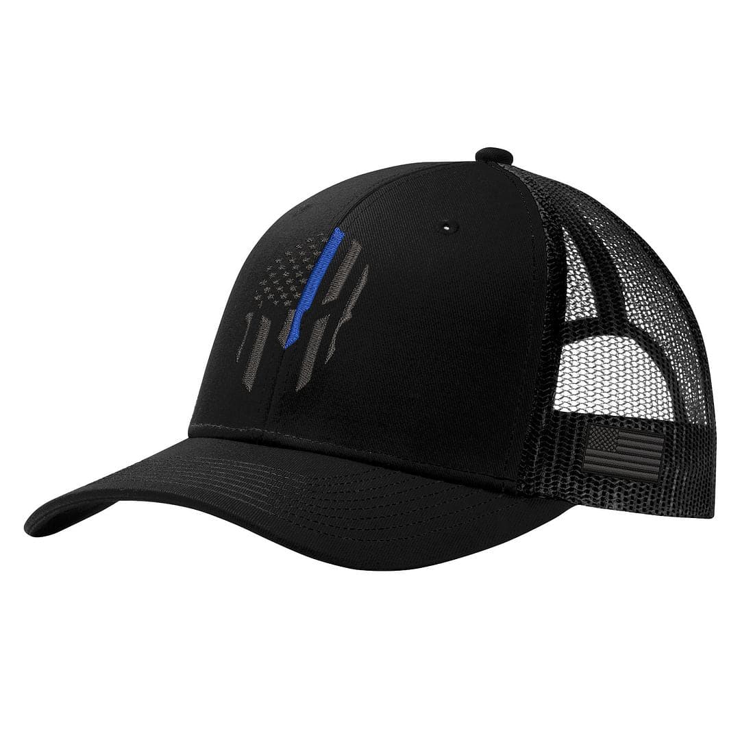 Blue Line Spartan Stealth Trucker Hat
