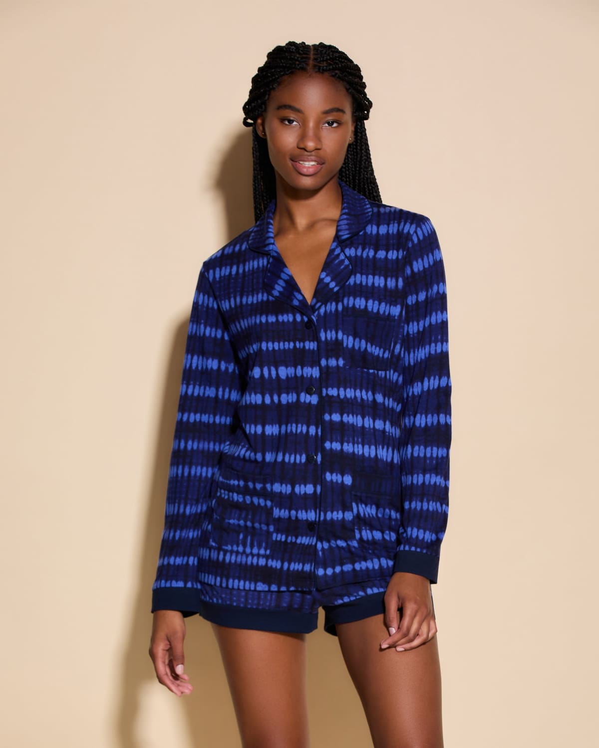 3 Pockets Long Sleeve Top & Boxer Pajama Set - Lola