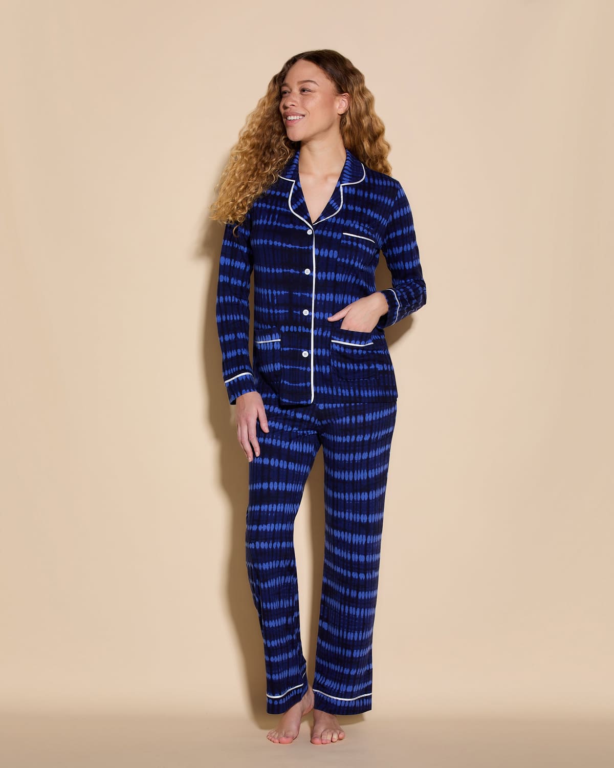 3 Pockets Long Sleeve Top & Pant Pajama Set - Lola