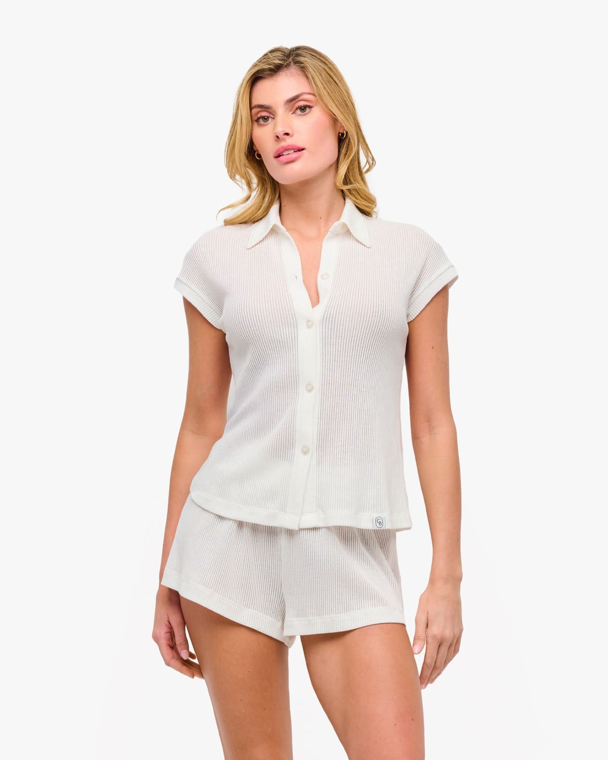 Cotton Short Sleeve Top - Moon Ivory