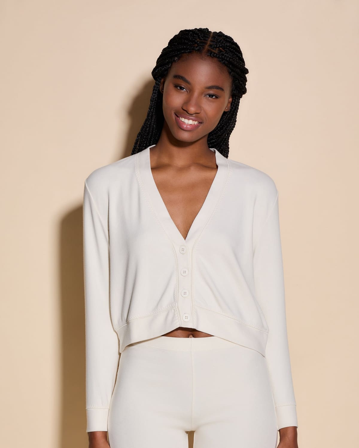Cropped Boxy Cardigan - Vanilla