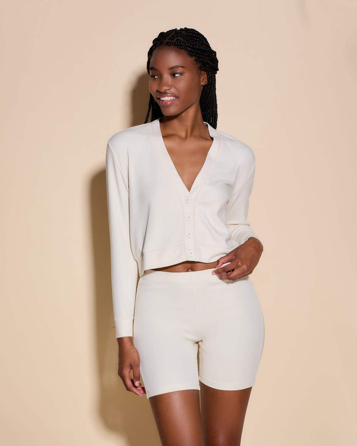 Cropped Boxy Cardigan - Vanilla