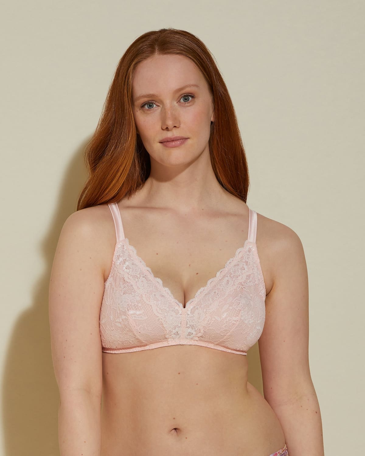 Curvy Triangle Bralette - Pink Lilly/Pink Lilly