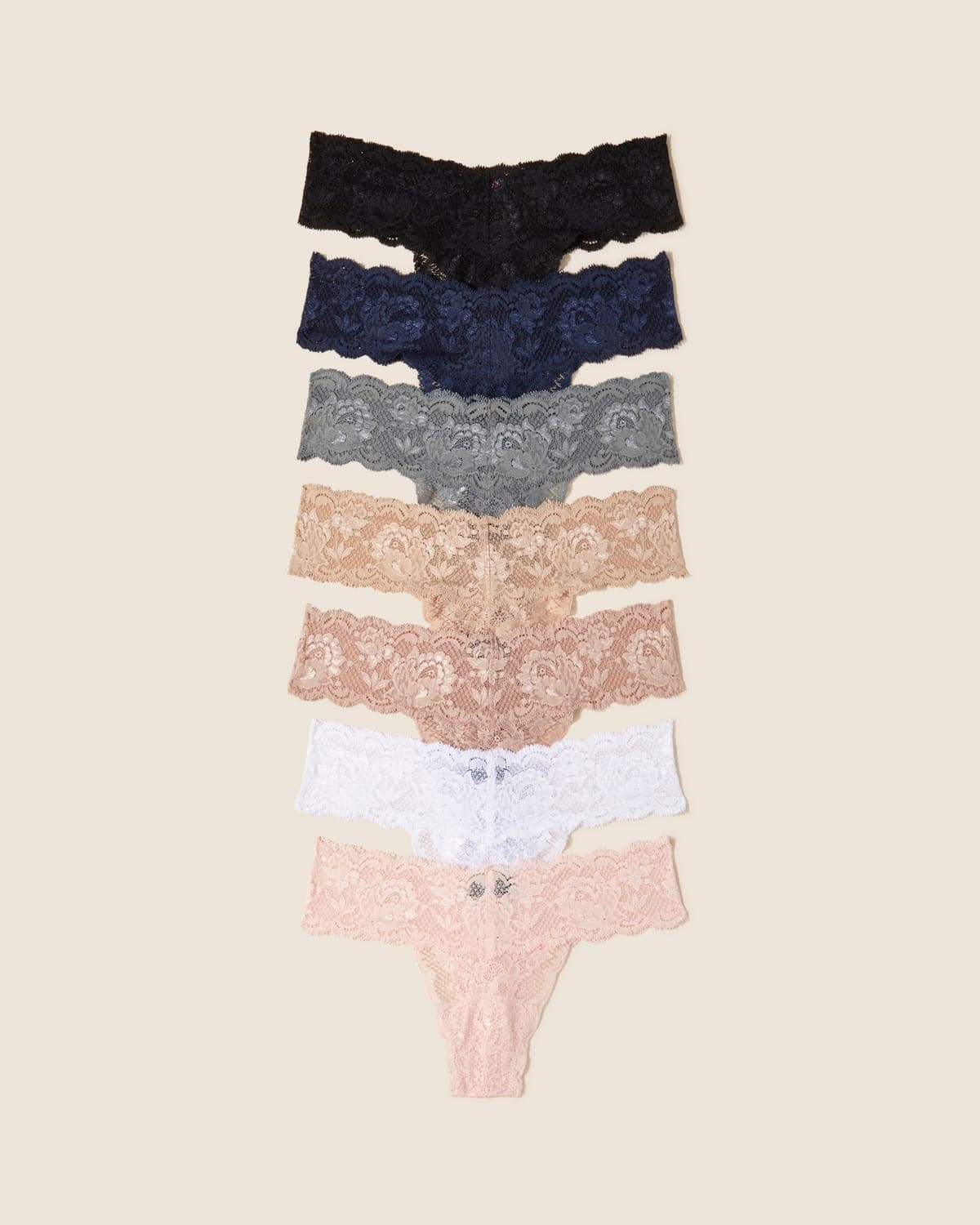 Cutie Lr Thong 7 Pack - Black