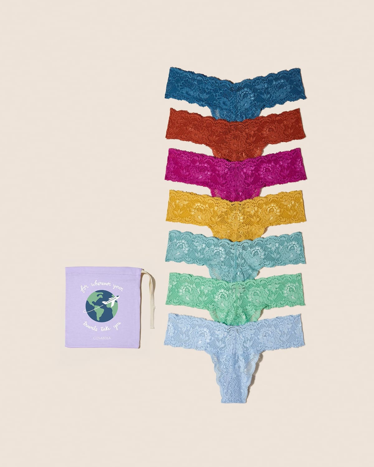 Cutie Lr Thong 7Pack - Malawi Cape Fuchsia Sahara Serengeti Sun Ghana Green Blue Capri Sorrento Blue