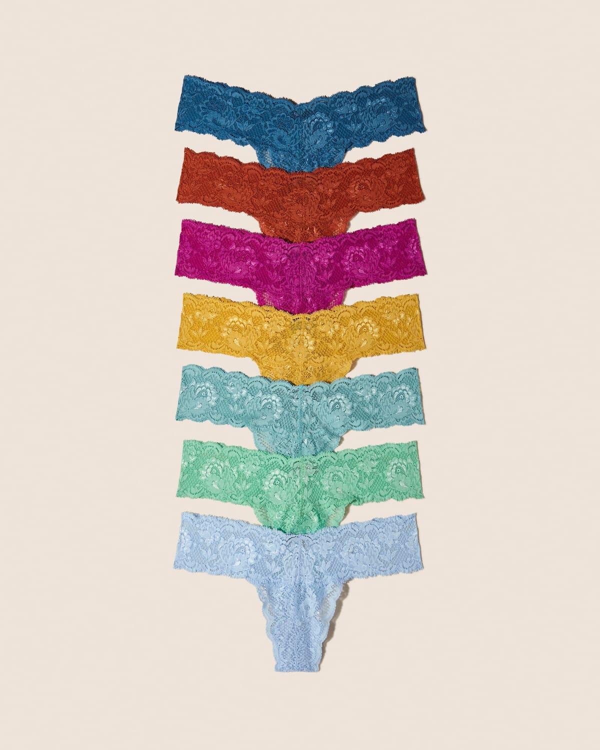 Cutie Lr Thong 7Pack - Malawi Cape Fuchsia Sahara Serengeti Sun Ghana Green Blue Capri Sorrento Blue