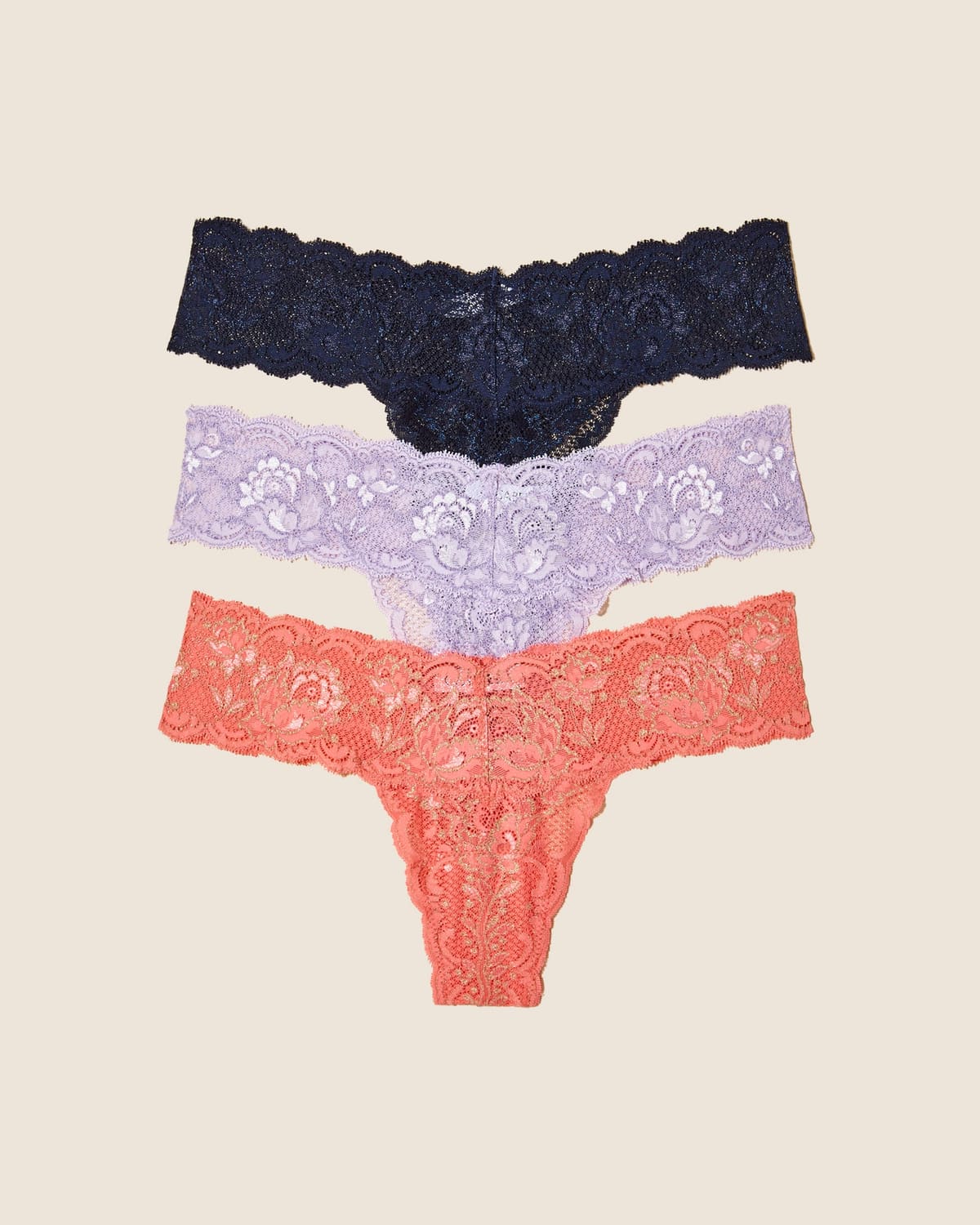 Cutie Thong 3 Pack - Nocturnal Blue Rampur Sunset Lavender
