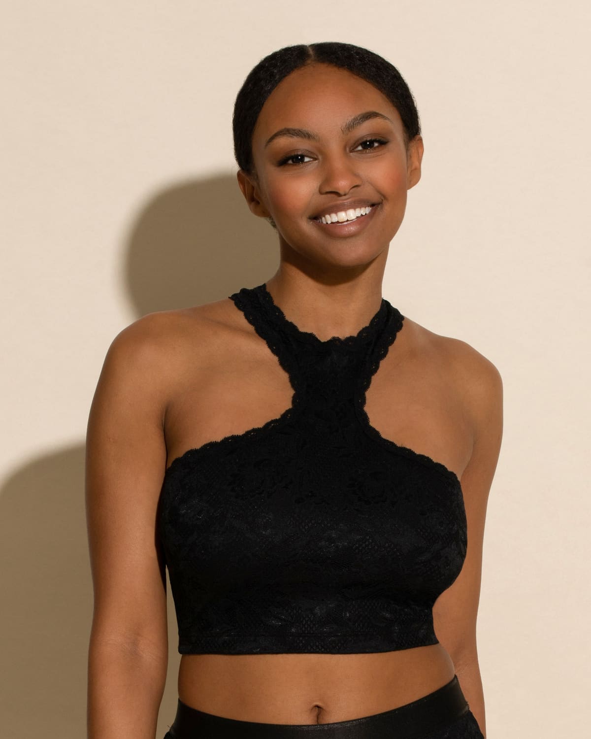 Halter Cropped Cami - Black