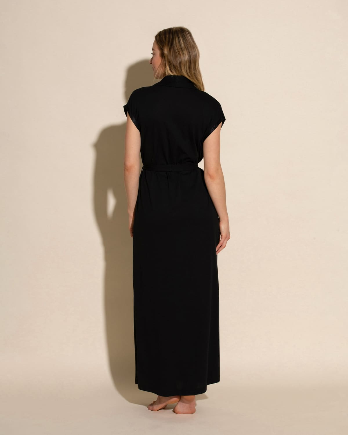 Long Robe & Shorts PJ Set - Black