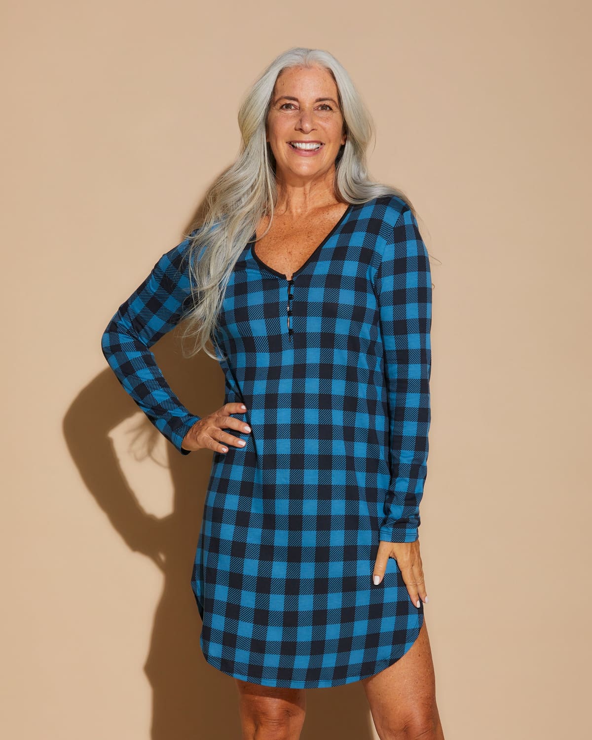 Long Sleeve Sleepshirt - Malawi Plaid