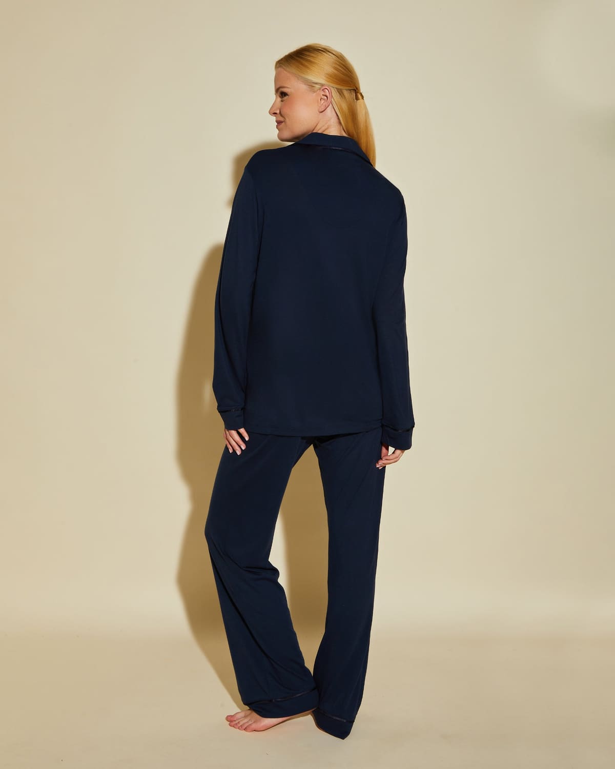 Long Sleeve Top & Pant Pajama Set - Navy/Navy