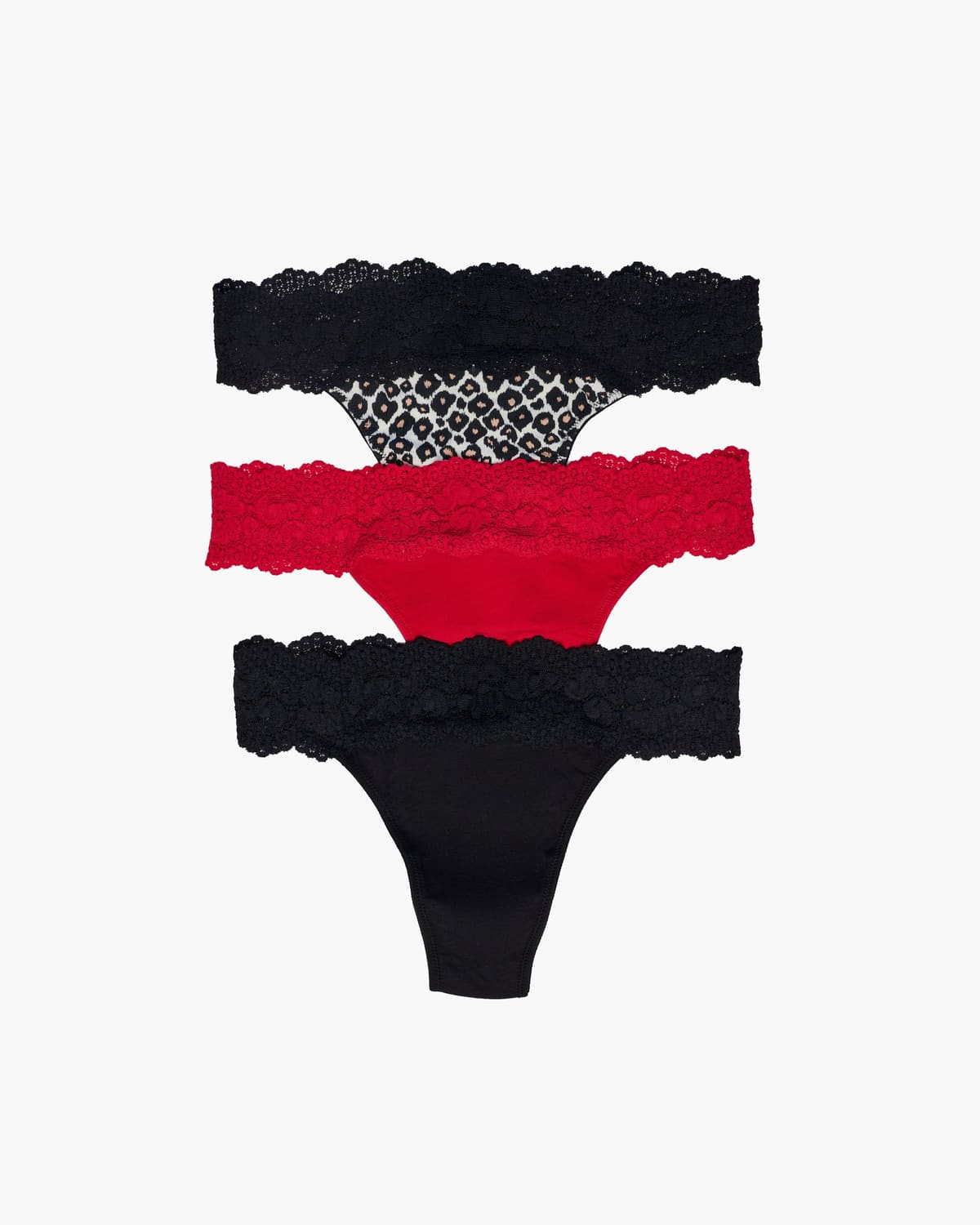 Love Thong 3 Pack - Black/Red/Leopard