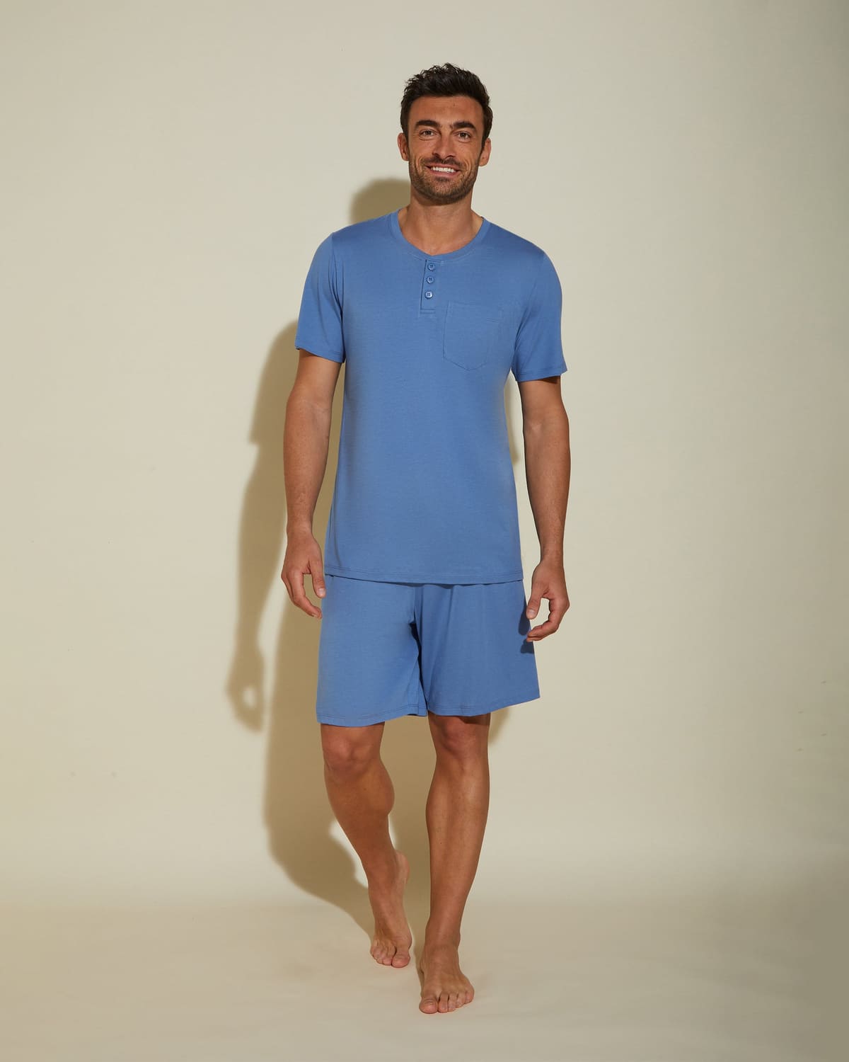 Men's Crewneck Top & Shorts PJ Set - Luzerne Blue