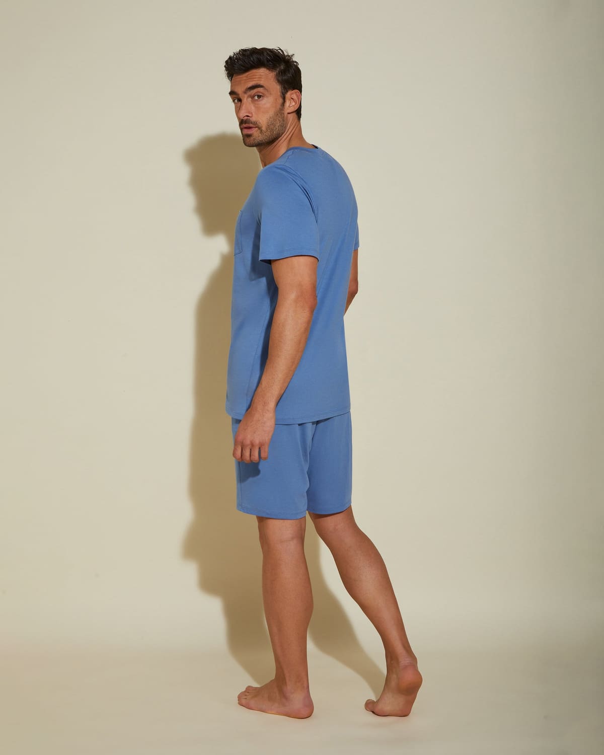 Men's Crewneck Top & Shorts PJ Set - Luzerne Blue