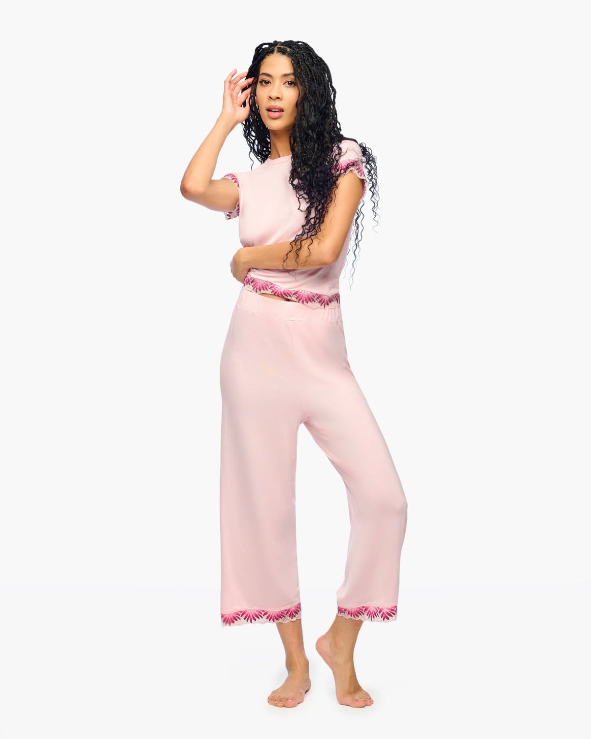 Modal Crop Pant - Pink Lilly