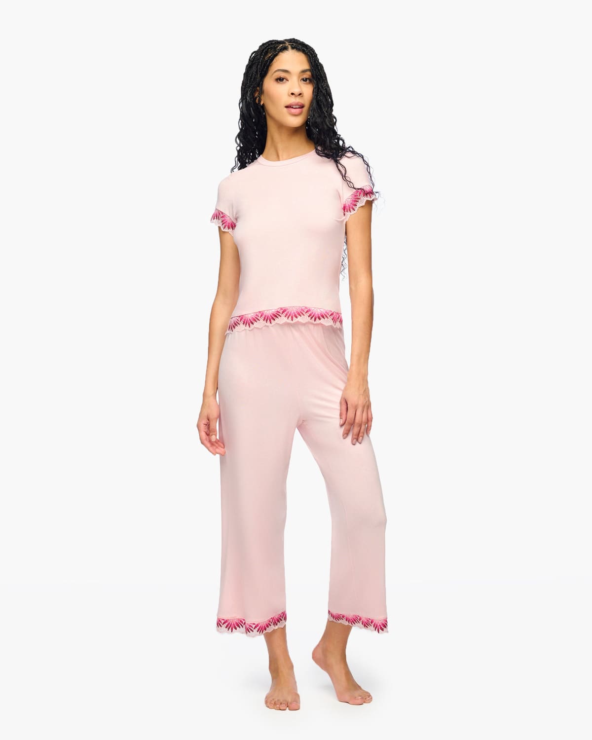 Modal Crop Pant - Pink Lilly