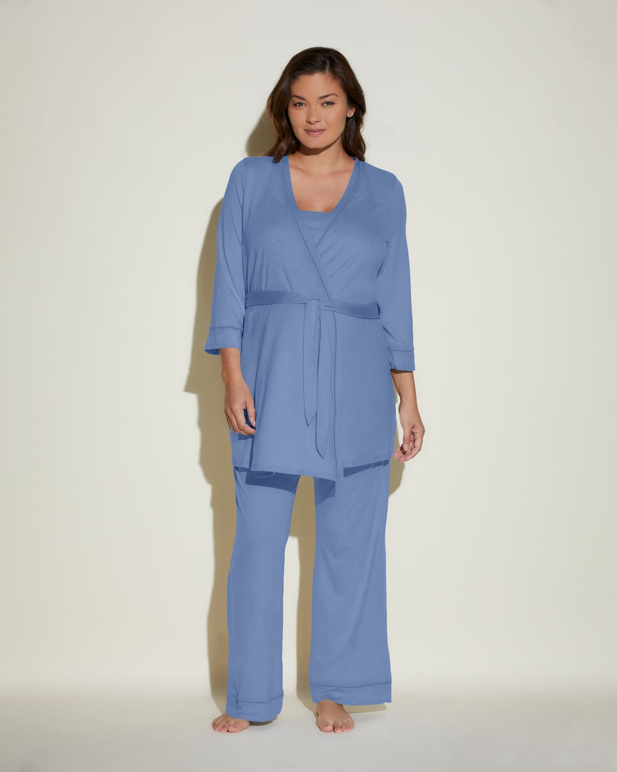Nursing 3 Piece Pajama Set With Robe - Luzerne Blue/Luzerne Blue