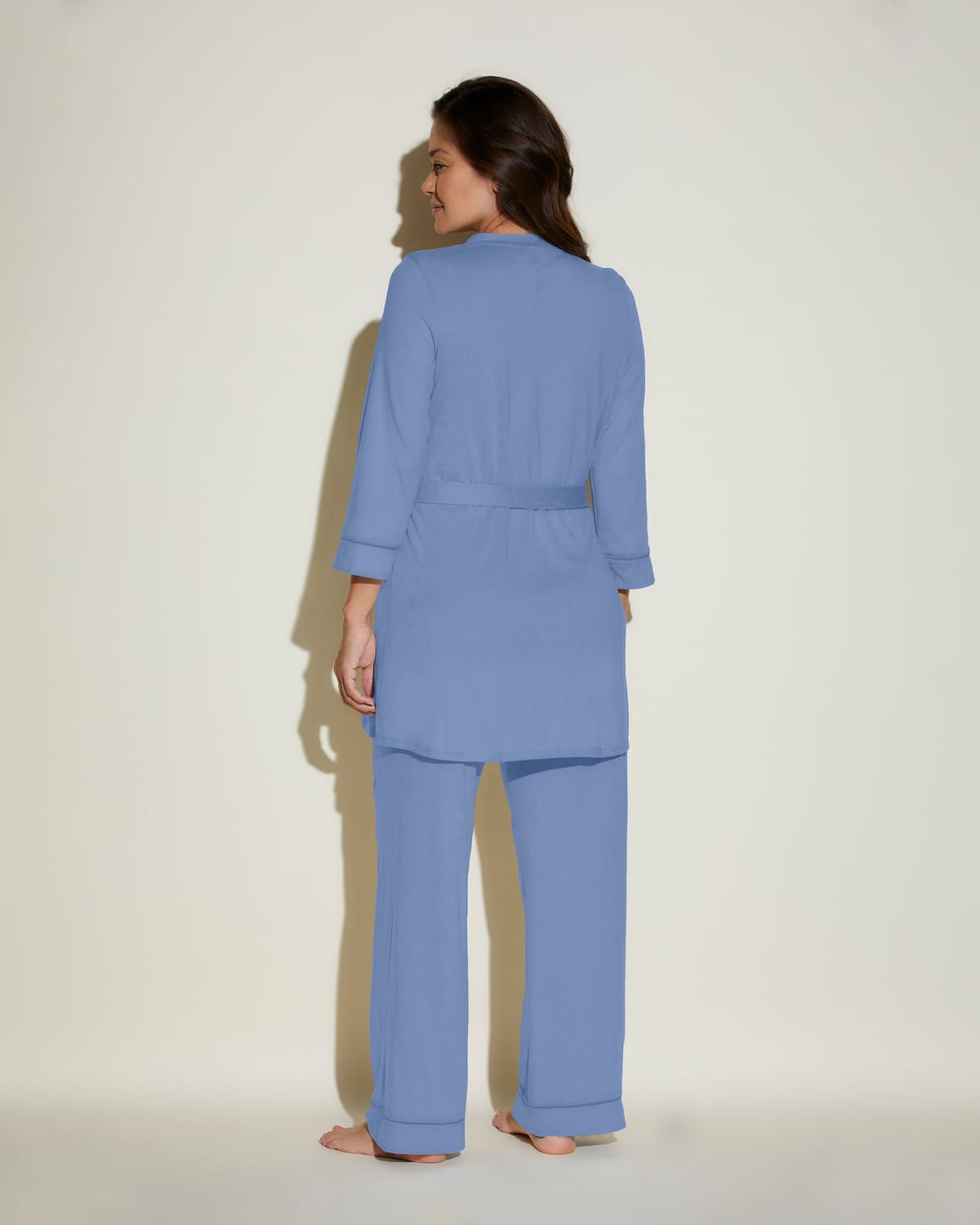 Nursing 3 Piece Pajama Set With Robe - Luzerne Blue/Luzerne Blue