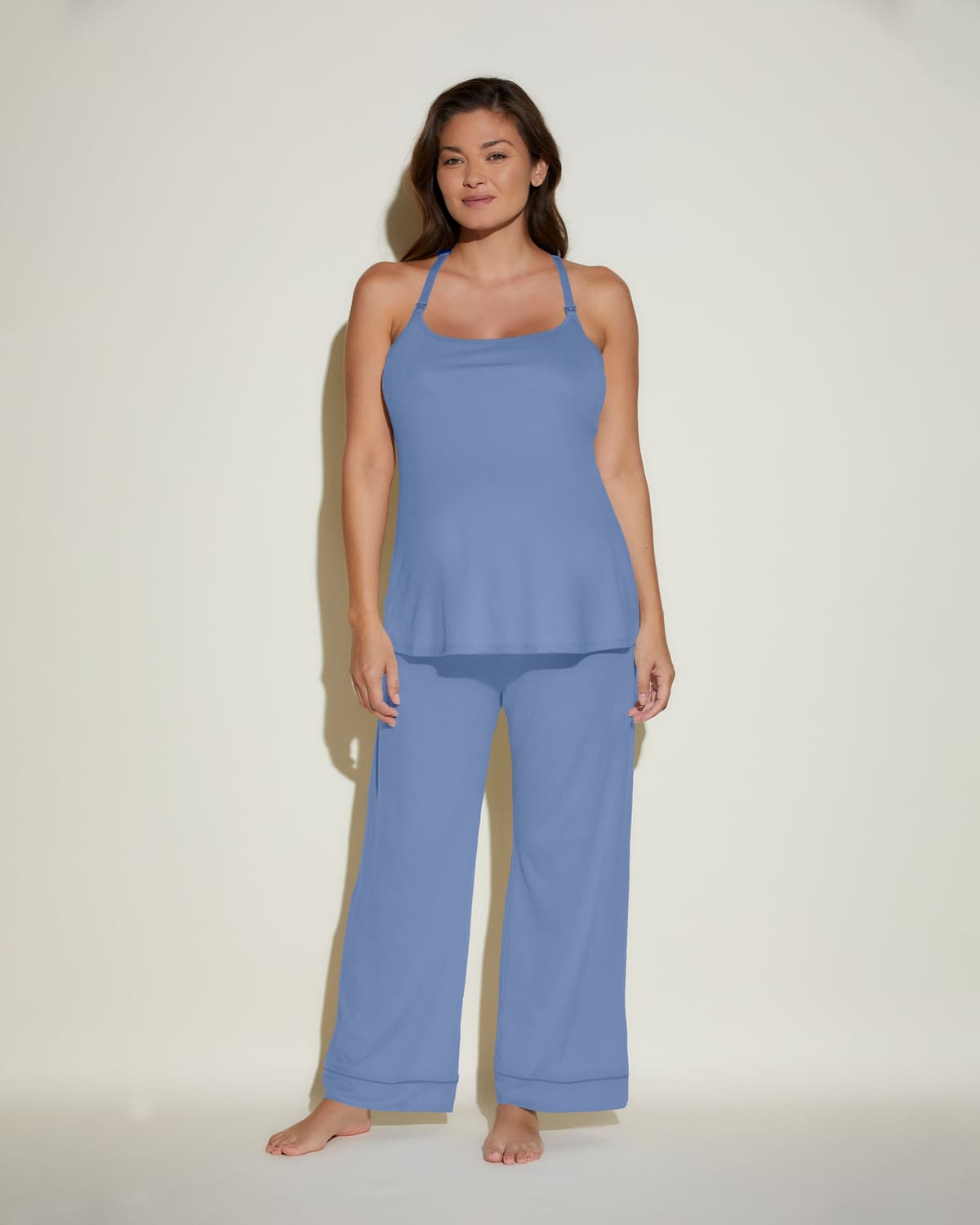 Nursing 3 Piece Pajama Set With Robe - Luzerne Blue/Luzerne Blue