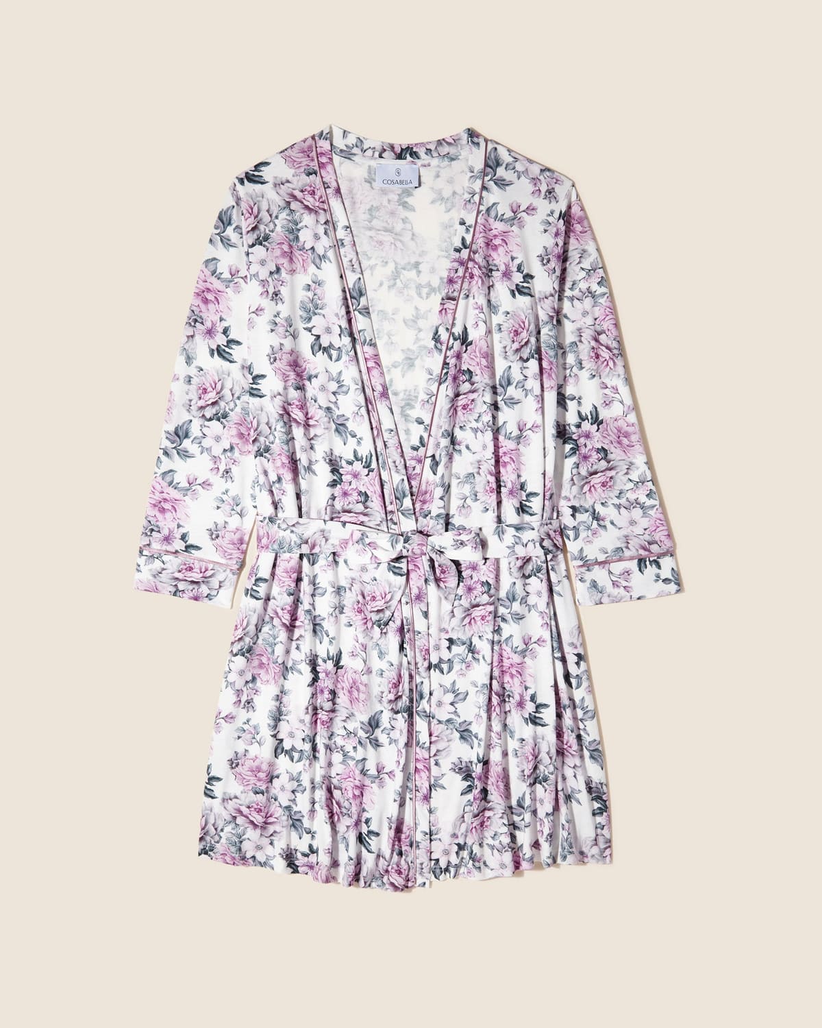 Nursing 3 Piece Set With Print Robe - Wallpaper Floral/Ivory